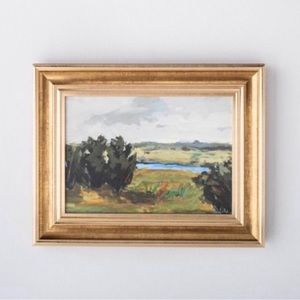⭐️ Studio McGee Threshold Gold Framed Landscape Wall Art Canvas